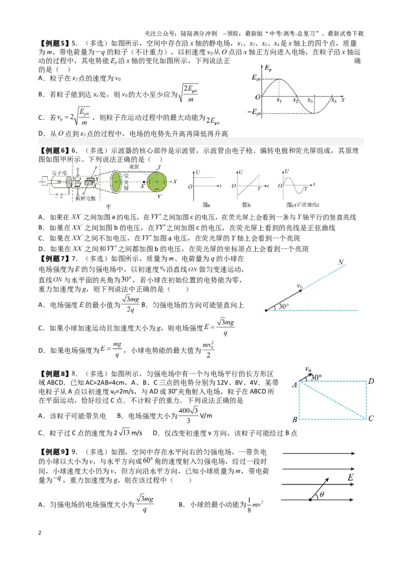 《2025高考物理一轮复习能力提升专题复习（14）带电粒子再电场中的运动（学生版）_04-物理-高考总复习_一轮复习_2025年_2025届高考物理一轮复习能力提升专题练_资料》第2页预览