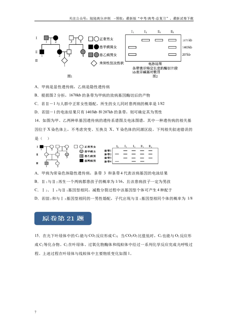 《2024年新课标高考生物真题黑龙江卷变式题19-21_06-生物-高考总复习_专项复习_2024年_2024年生物真题变式题》第7页预览