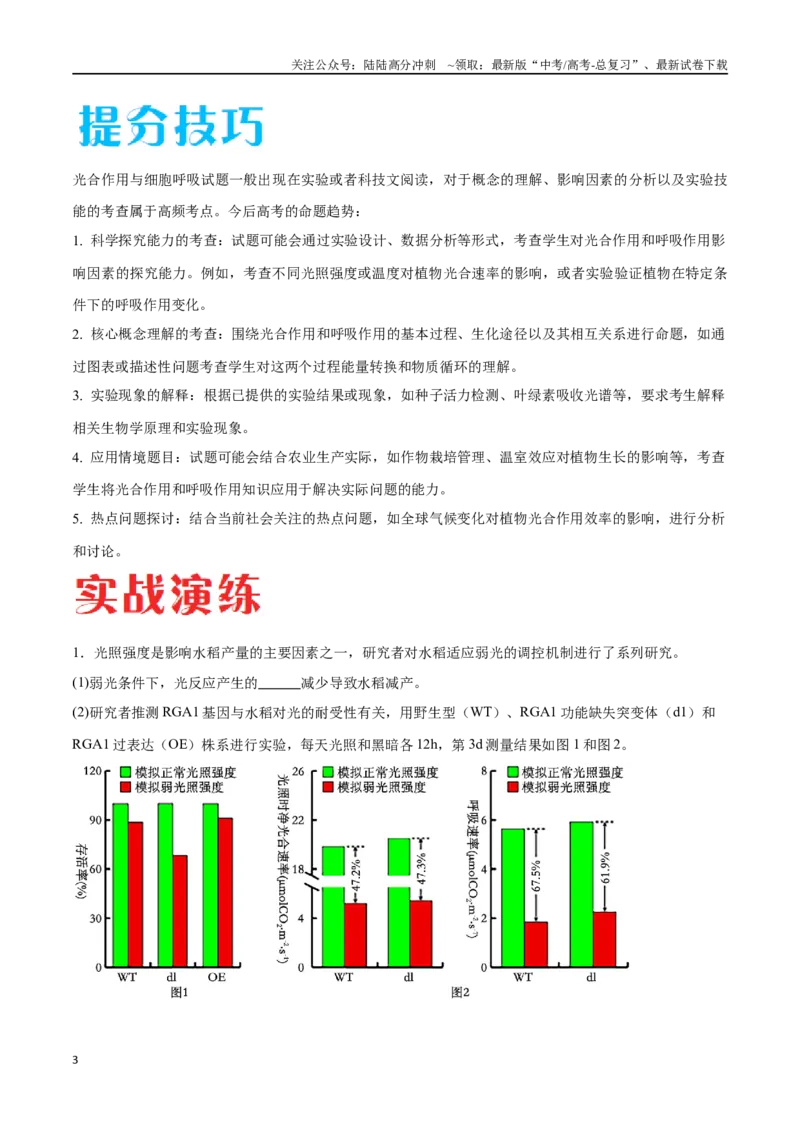 《专题01光合作用和细胞呼吸（北京卷）（原卷版）_06-生物-高考总复习_专项复习_2024年_2024年高考生物考前大题秒杀技巧及专项训练_资料》第3页预览