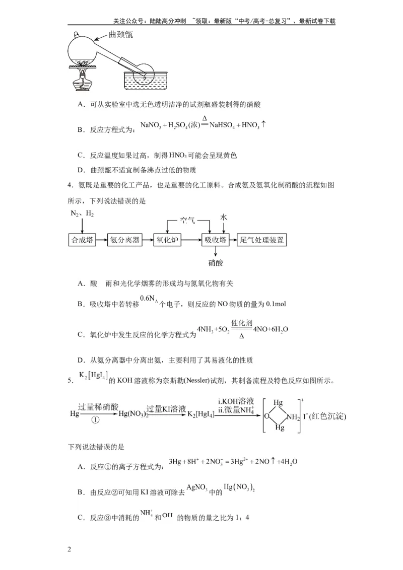 《专项训练氮族元素及其化合物（原卷版）_05-化学-高考总复习_一轮复习_2024年_2024年高三化学一轮复习高考专项训练知识梳理练习_资料》第2页预览