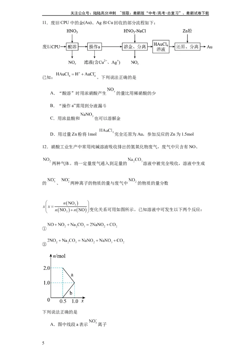 《专项训练氮族元素及其化合物（原卷版）_05-化学-高考总复习_一轮复习_2024年_2024年高三化学一轮复习高考专项训练知识梳理练习_资料》第5页预览