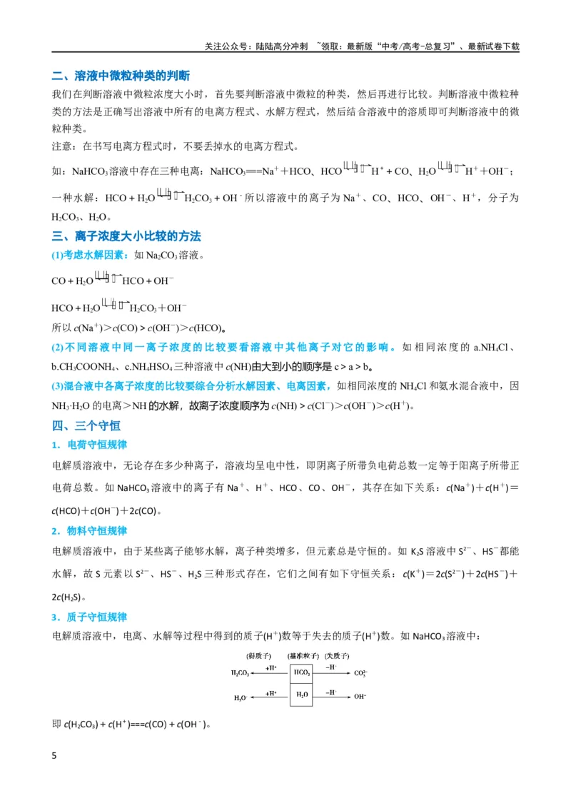 《升级版微专题41水溶液中的三大守恒和浓度大小比较-备战2024年高考化学考点微专题（解析版）(全国版)_05-化学-高考总复习_一轮复习_2024年_资料》第5页预览