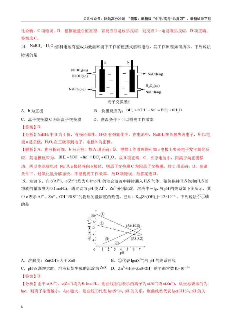 《模拟卷02（新高考八省专用；15+4）（解析版）_05-化学-高考总复习_专项复习_2025年_2025年高考化学模拟卷（新高考八省专用）8套》第8页预览