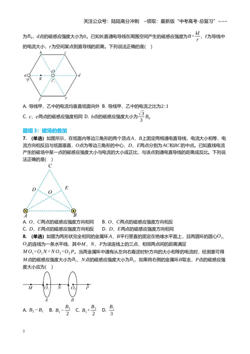 《11.1磁场及其对电流的作用专项训练(学生版）_04-物理-高考总复习_一轮复习_2026年-物理高考一轮复习_2026年高三一轮物理人教版考点题组分层练-G406_资料》第3页预览
