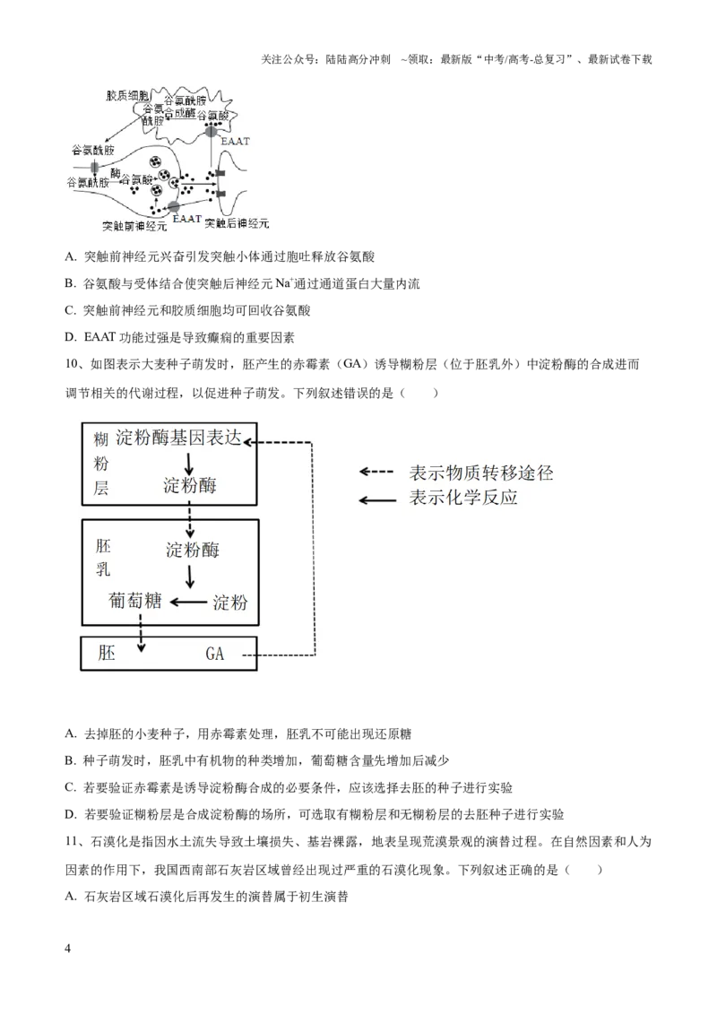 《2023年高考押题预测卷02（江苏卷）-生物（考试版）_06-生物-高考总复习_专项复习_2024年_2023年高考押题预测卷01生物》第4页预览