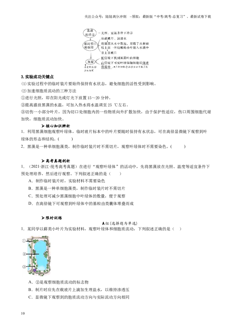 《专题01细胞的物质基础及结构相关实验（原卷版）_06-生物-高考总复习_专项复习_2024年_2024年高考生物教材实验梳理与突破实验攻略全国用_资料》第10页预览