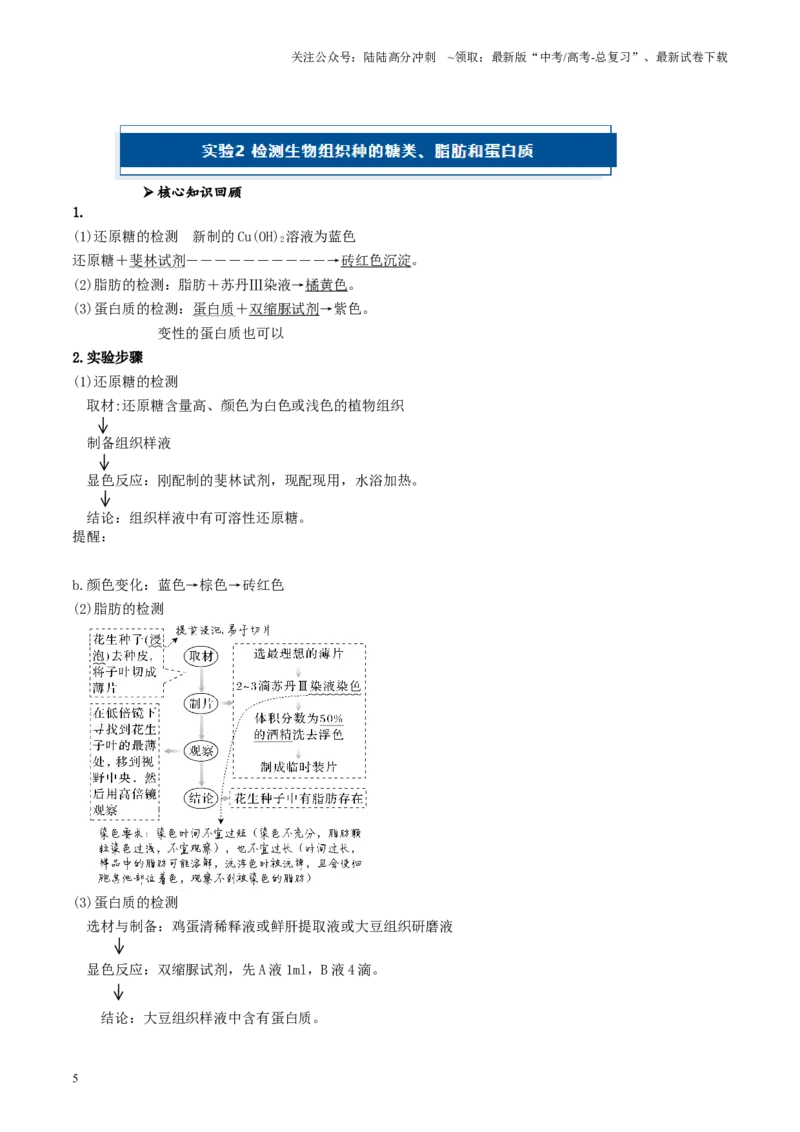 《专题01细胞的物质基础及结构相关实验（原卷版）_06-生物-高考总复习_专项复习_2024年_2024年高考生物教材实验梳理与突破实验攻略全国用_资料》第5页预览