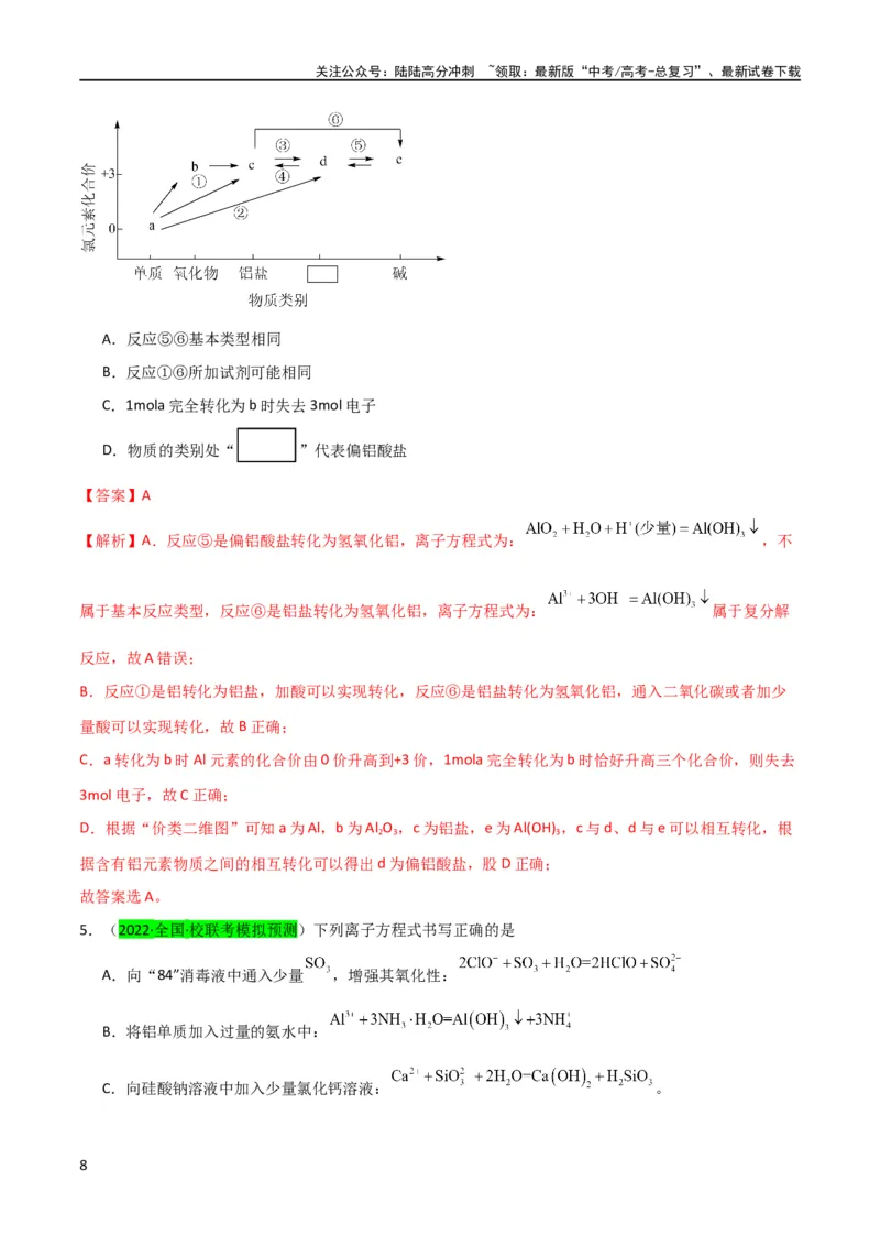 《升级版微专题12数形结合思想突破“铝三角”图象与计算（解析版）(全国版)_05-化学-高考总复习_一轮复习_2024年_2024年高考化学一轮复习考点微专题_资料》第8页预览