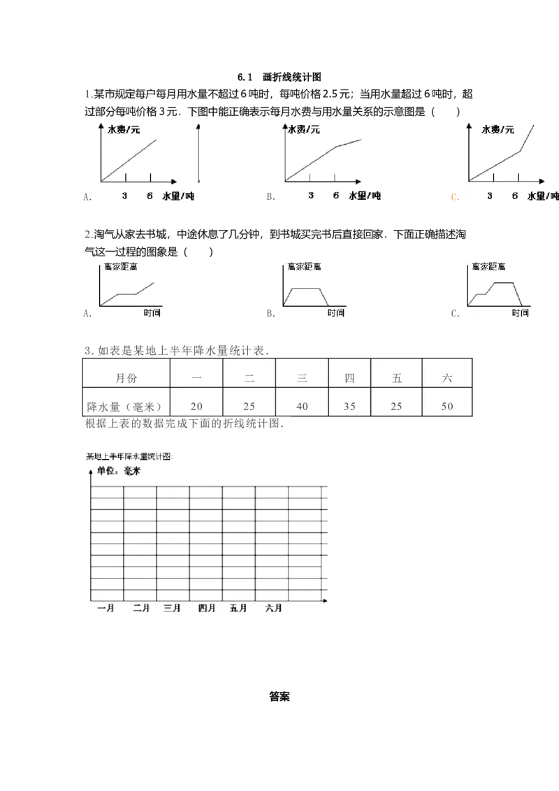《6.1画折线统计图_小学1-6年级全科全套_1-6年级全科下册_五年级_五年级下数学_数学西师版课课练(1)》第1页预览