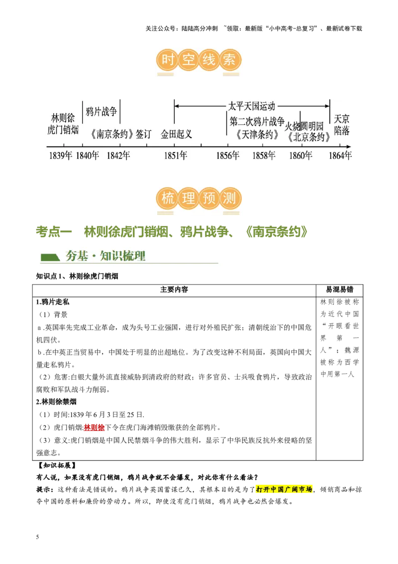 《（讲义）专题07中国开始沦为半殖民地半封建社会（解析版）(1)_中考-总复习（2026版）_06-历史-中考总复习_2024年中考复习资料_一轮复习_配套讲义（原卷版+解析版）_教师版（含答案解析）》第5页预览