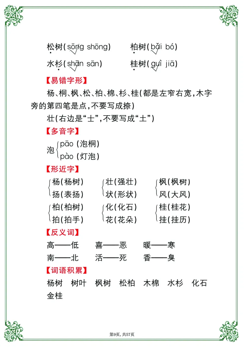 《考点总梳理57页二上语文_小学1-6年级全科全套_1-6年级全科上册_二年级_语文_语文二上期末专项复习》第9页预览