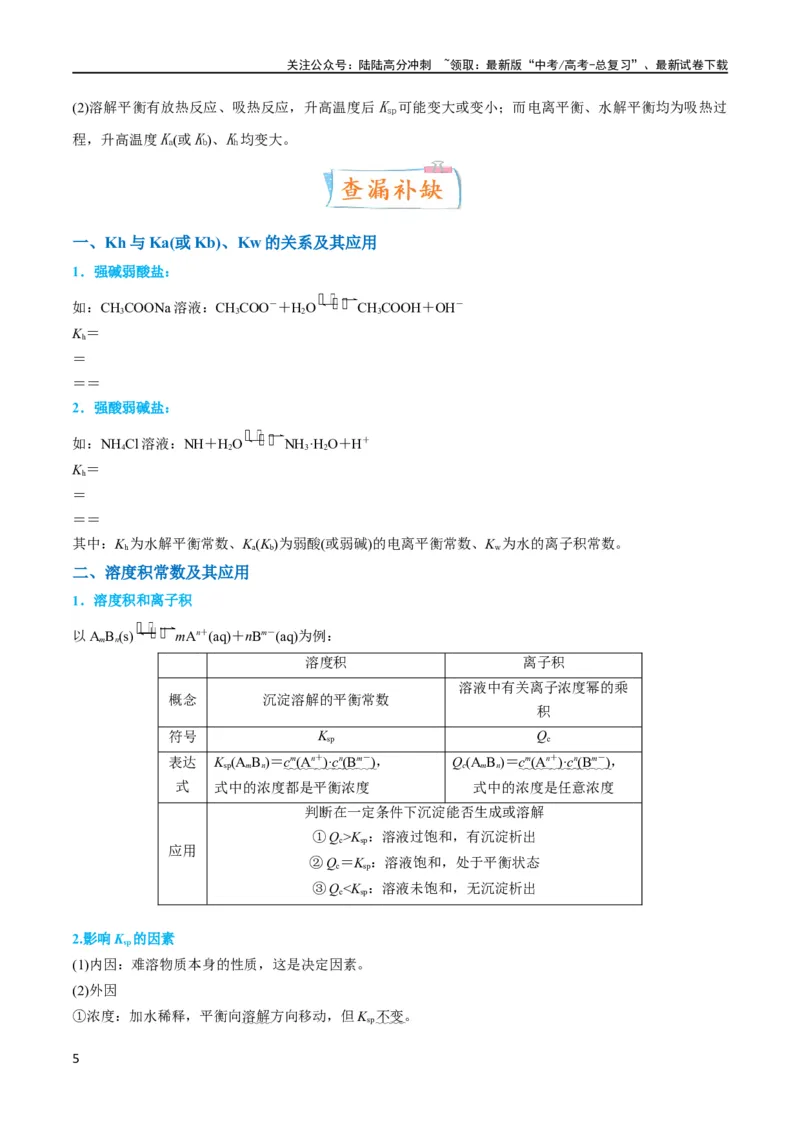 《升级版微专题42四大平衡常数的计算与应用-（解析版）(全国版)_05-化学-高考总复习_一轮复习_2024年_2024年高考化学一轮复习考点微专题_资料》第5页预览