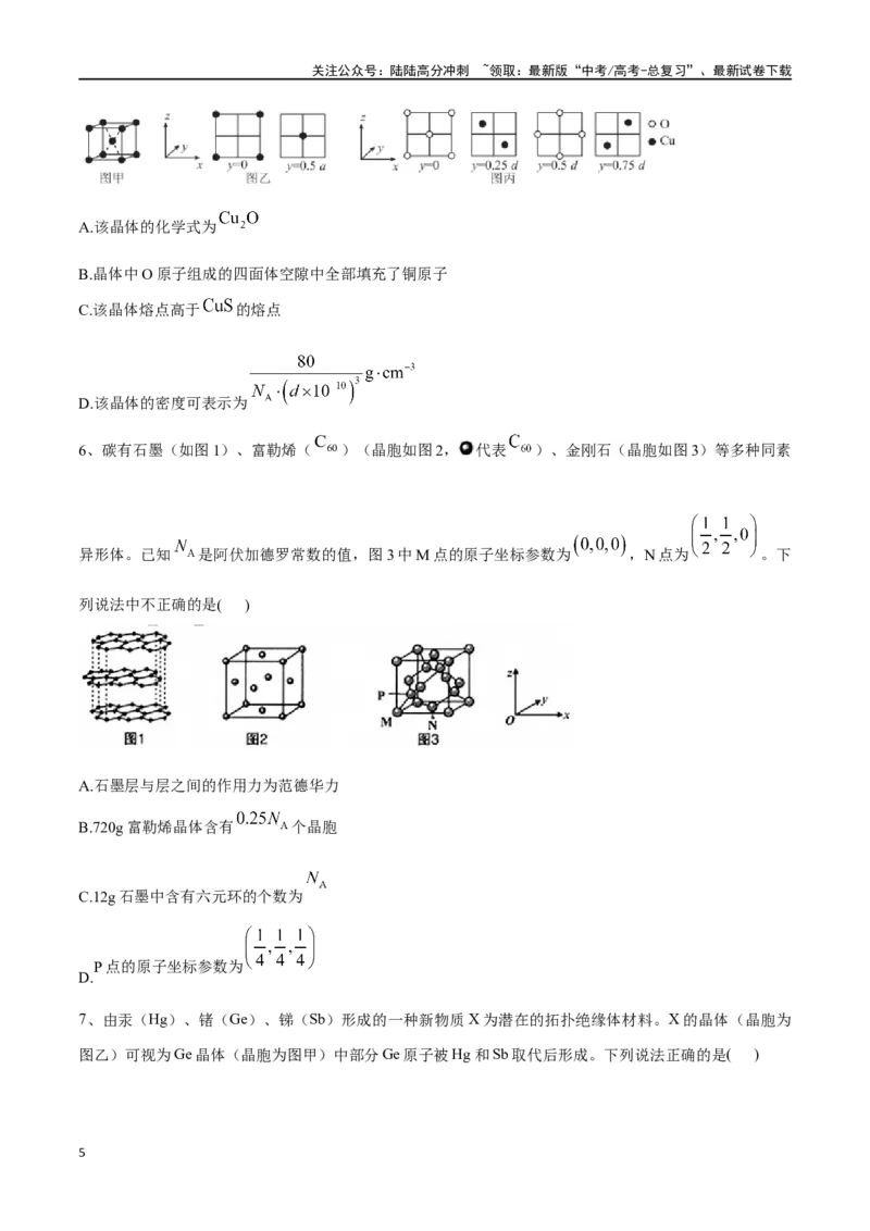 《微专题六原子分数坐标、投影图-（原卷版）_05-化学-高考总复习_一轮复习_2024年_2023-2024学年解密高考化学大一轮复习精讲精练（配套新教材2019）_资料》第5页预览