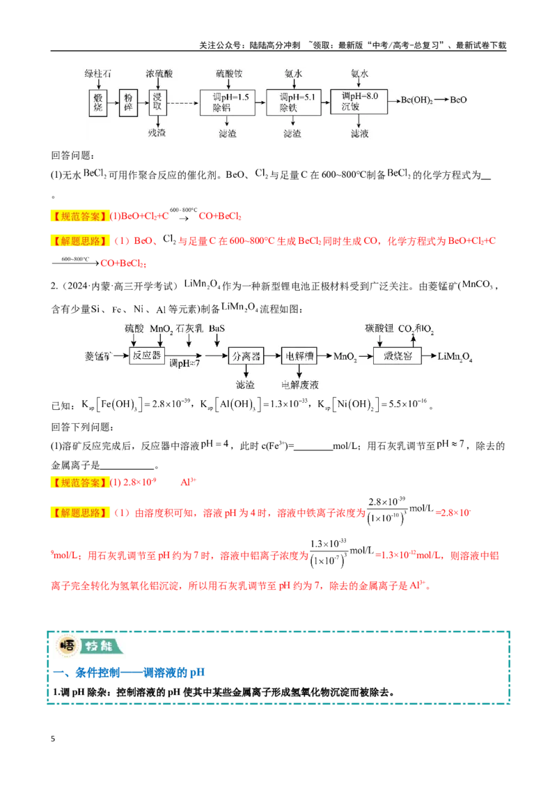 《大题01化工流程综合题（逐空突破）（教师版）_05-化学-高考总复习_专项复习_2025年_2025年高考化学大题突破+限时集训（黑吉辽蒙专用）》第5页预览