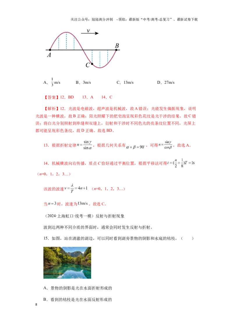 《014 光-（核心知识查漏）（教师版）_04-物理-高考总复习_专项复习_2025年_2025年高考物理抢押秘籍（安徽专用）》第8页预览