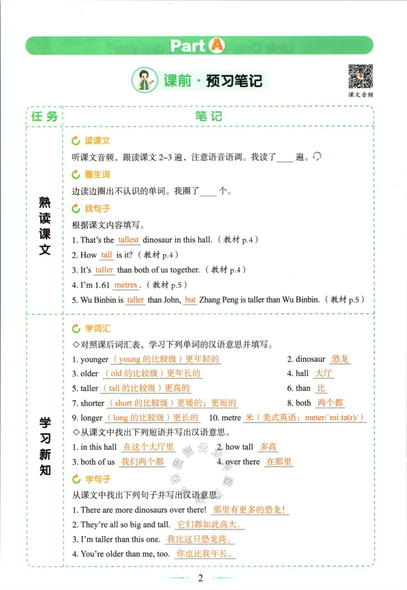 《005.24春人教PEP英语黄冈随堂笔记六年级下册_小学1-6年级全科全套_1-6年级全科下册_六年级_其他补充资料_英语人教PEP资料》第8页预览