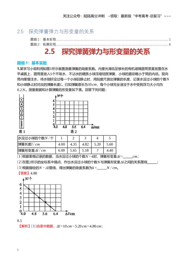 《2.5探究弹簧弹力与形变量的关系专项训练(教师版）_04-物理-高考总复习_一轮复习_2026年-物理高考一轮复习_2026年高三一轮物理人教版考点题组分层练-G406_资料》第1页预览
