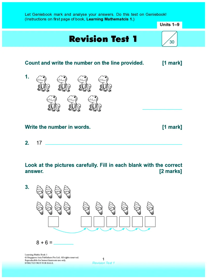 《RevisionTest1_6_小初高学习资料合集（每天更新）_国外原版英文教辅汇总_新加坡SAP系列_新加坡SAPLearningMathematics数学教材_新加坡SAPLearningMathematics练习册Level1-3_LearningmathematicsLevel1》第1页预览