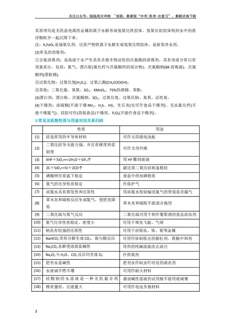 《升级版微专题02化学与STSE（原卷版）(全国版)_05-化学-高考总复习_一轮复习_2024年_2024高考化学一轮复习考点微专题考情分析经典真题_资料》第3页预览