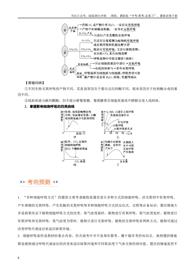 《专题02细胞的能量供应与利用（讲义）（原卷版）_06-生物-高考总复习_二轮复习_2024年_2024年高考生物二轮复习高频考点追踪与预测（新高考专用）_讲义》第8页预览
