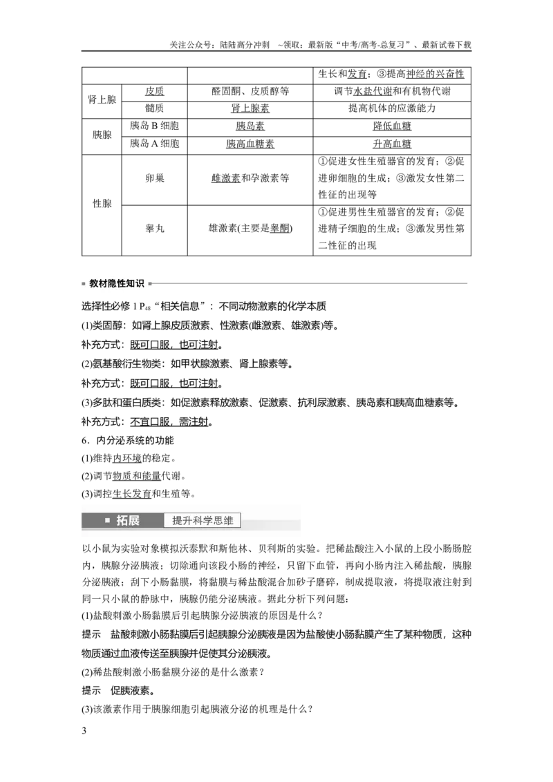 《2024年高考生物一轮复习（新人教版）第8单元　第5课时　激素与内分泌系统、激素调节的过程_06-生物-高考总复习_一轮复习_2024年_2024高考生物大一轮复习课件讲义新人教版知识总结_教师版》第3页预览