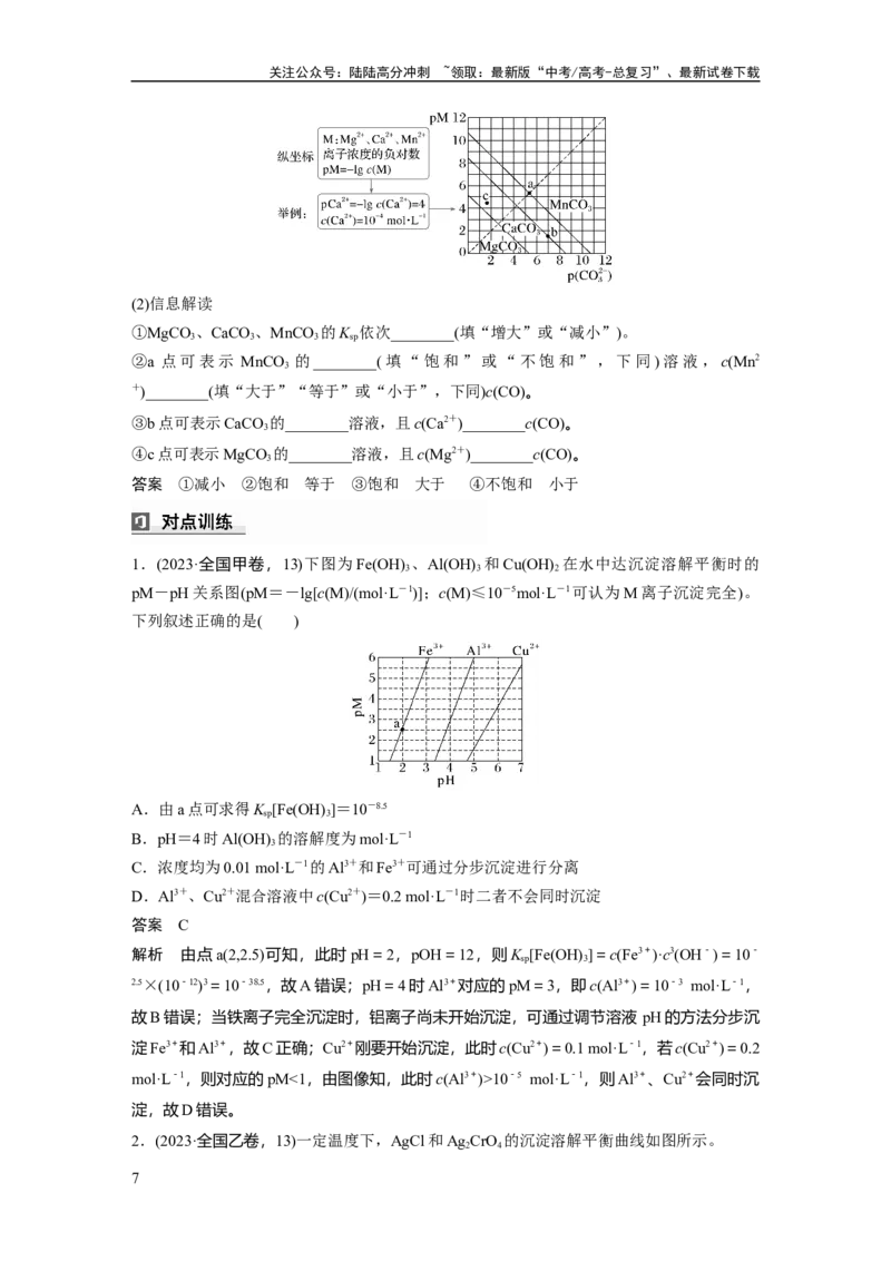 《大单元四　第十二章　第58讲　沉淀溶解平衡图像的分析_05-化学-高考总复习_一轮复习_2025年_2025年大一轮复习讲义人教版化学_资料_1-资料_大一轮复习讲义教师专用》第7页预览