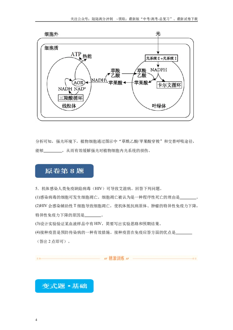 《2024年全国高考真题新课标理综生物试卷（山西、河南、云南、新疆）变式题7-9_06-生物-高考总复习_专项复习_2024年_2024年生物真题变式题》第4页预览