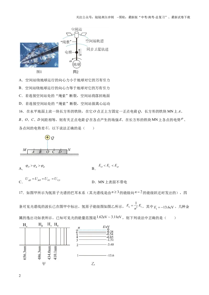 《2023年高考押题预测卷01（全国甲卷）-物理（考试版）A4_04-物理-高考总复习_专项复习_2024年_2023年高考押题预测卷01物理》第2页预览