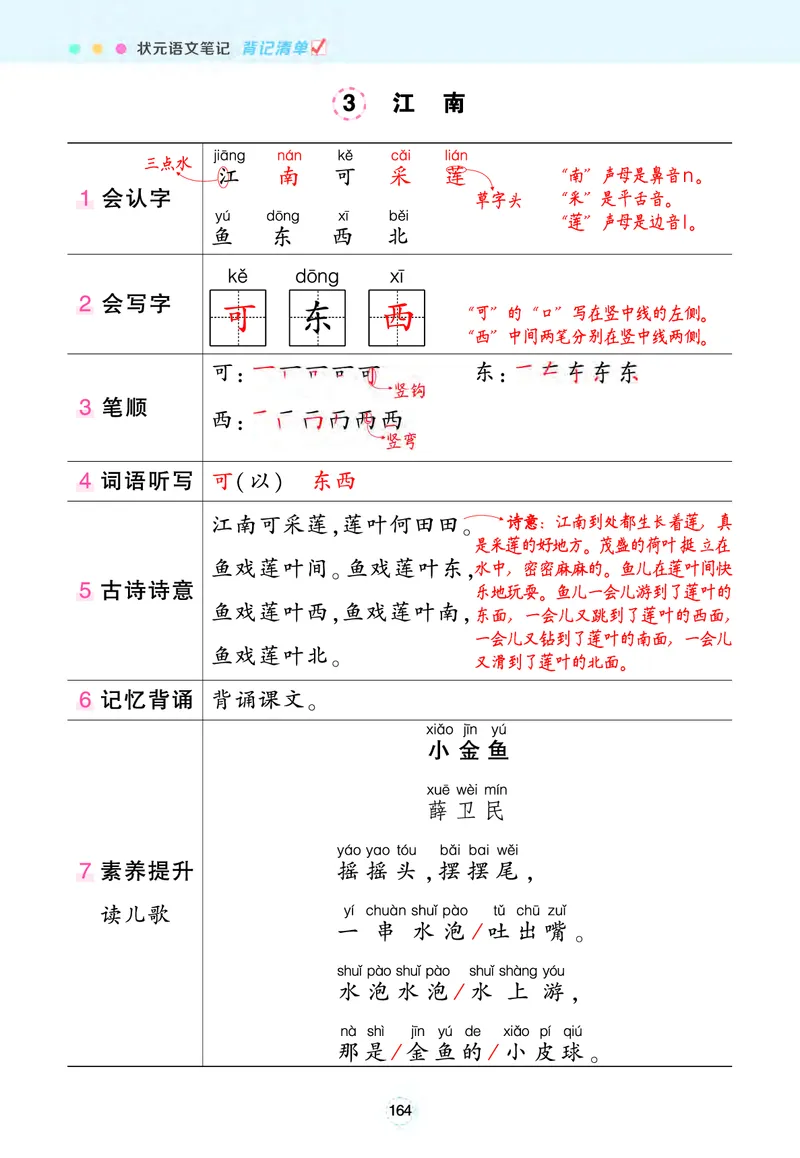 《一年级语文上册状元语文笔记（背记清单）_小学1-6年级全科全套_1-6年级全科上册_一年级_语文_语文一上每课考点总结》第8页预览