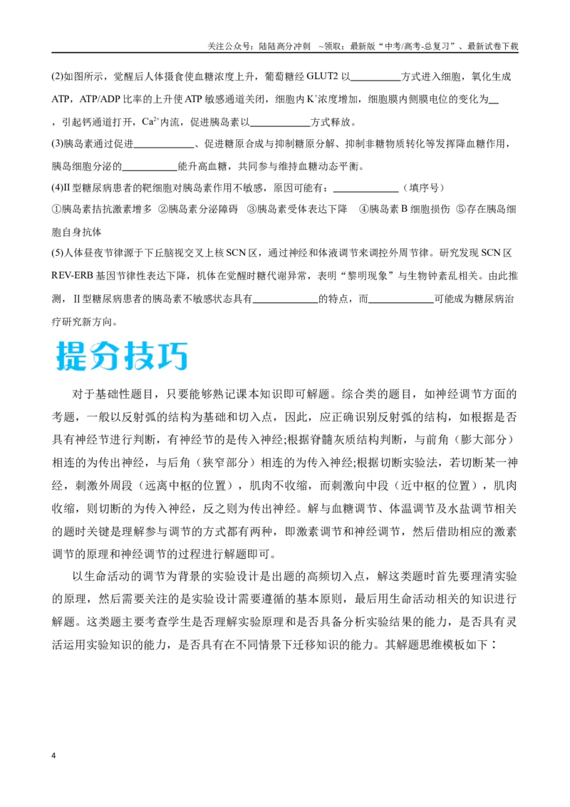 《专题02生命活动的调节（江苏卷）（原卷版）_06-生物-高考总复习_专项复习_2024年_2024年高考生物考前大题秒杀技巧及专项训练_资料》第4页预览