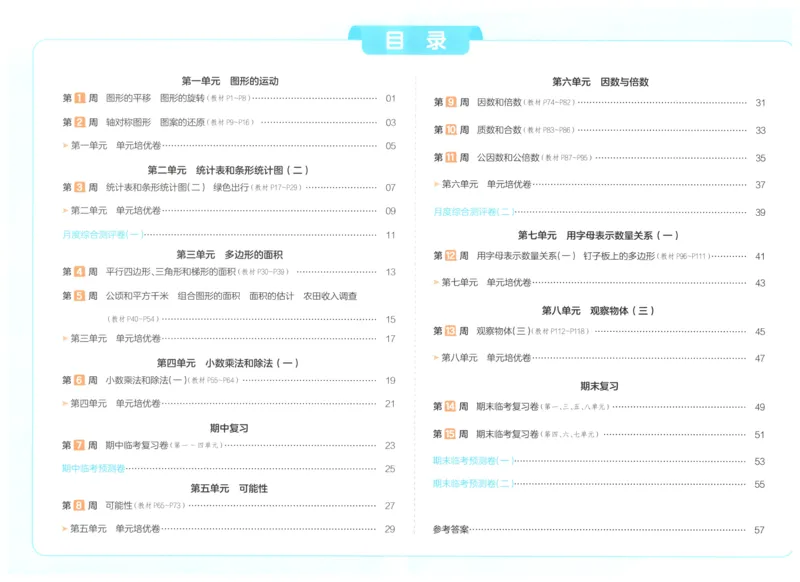 《一本周末小测卷数学SJ5上_小初高学习资料合集（每天更新）_2026秋《一本周末小测卷》苏教版1-6年级上册》第3页预览