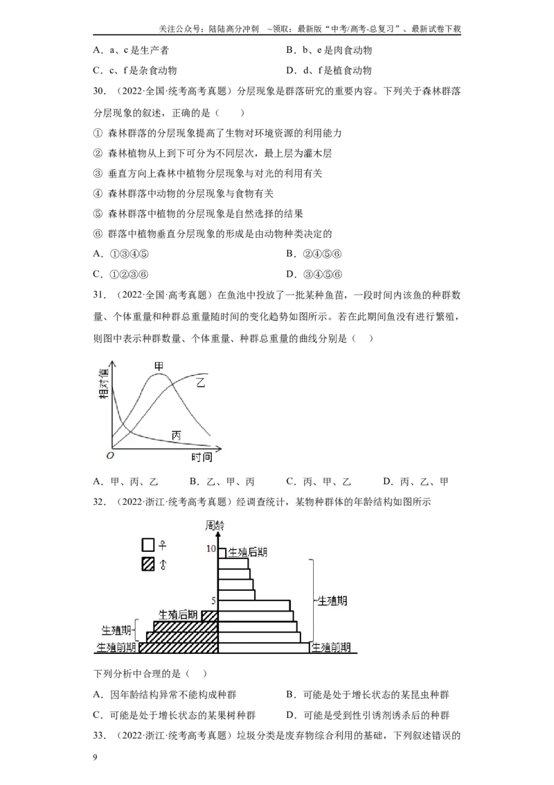 《07生物与环境（单选100）(原卷版)_06-生物-高考总复习_专项复习_2024年_2024年高考生物学总复习高频考点必刷900题高考题_资料》第9页预览