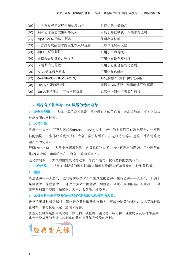 《升级版微专题02化学与STSE（原卷版）(全国版)_05-化学-高考总复习_一轮复习_2024年_2024年高考化学一轮复习考点微专题_资料》第4页预览
