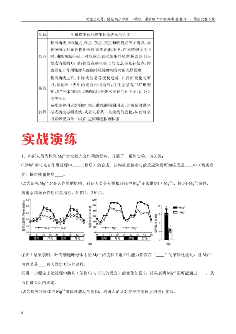《专题01光合作用和细胞呼吸（原卷版）_06-生物-高考总复习_专项复习_2024年_2024年高考生物考前大题秒杀技巧及专项训练_资料》第6页预览