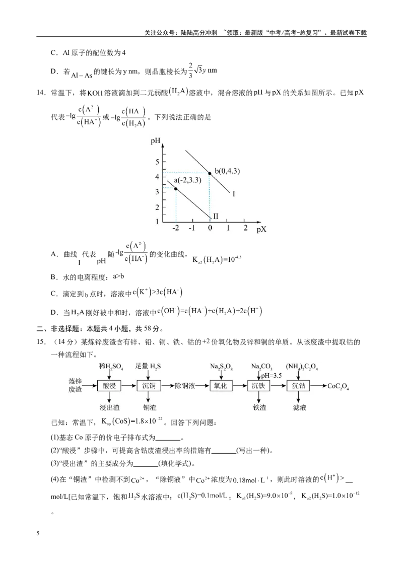 《模拟卷02（新高考八省专用，14+4）（考试版）_05-化学-高考总复习_一轮复习_2025年_2025年高考化学模拟卷（新高考八省专用）8套》第5页预览