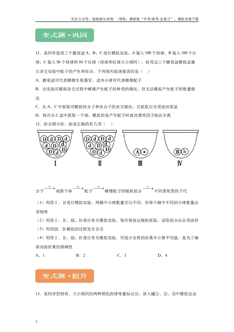 《2024年新课标高考真题湖北卷生物变式题16-18_06-生物-高考总复习_专项复习_2024年_2024年生物真题变式题》第5页预览