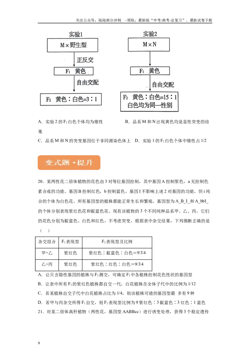 《2024年新课标高考真题湖北卷生物变式题16-18_06-生物-高考总复习_专项复习_2024年_2024年生物真题变式题》第9页预览