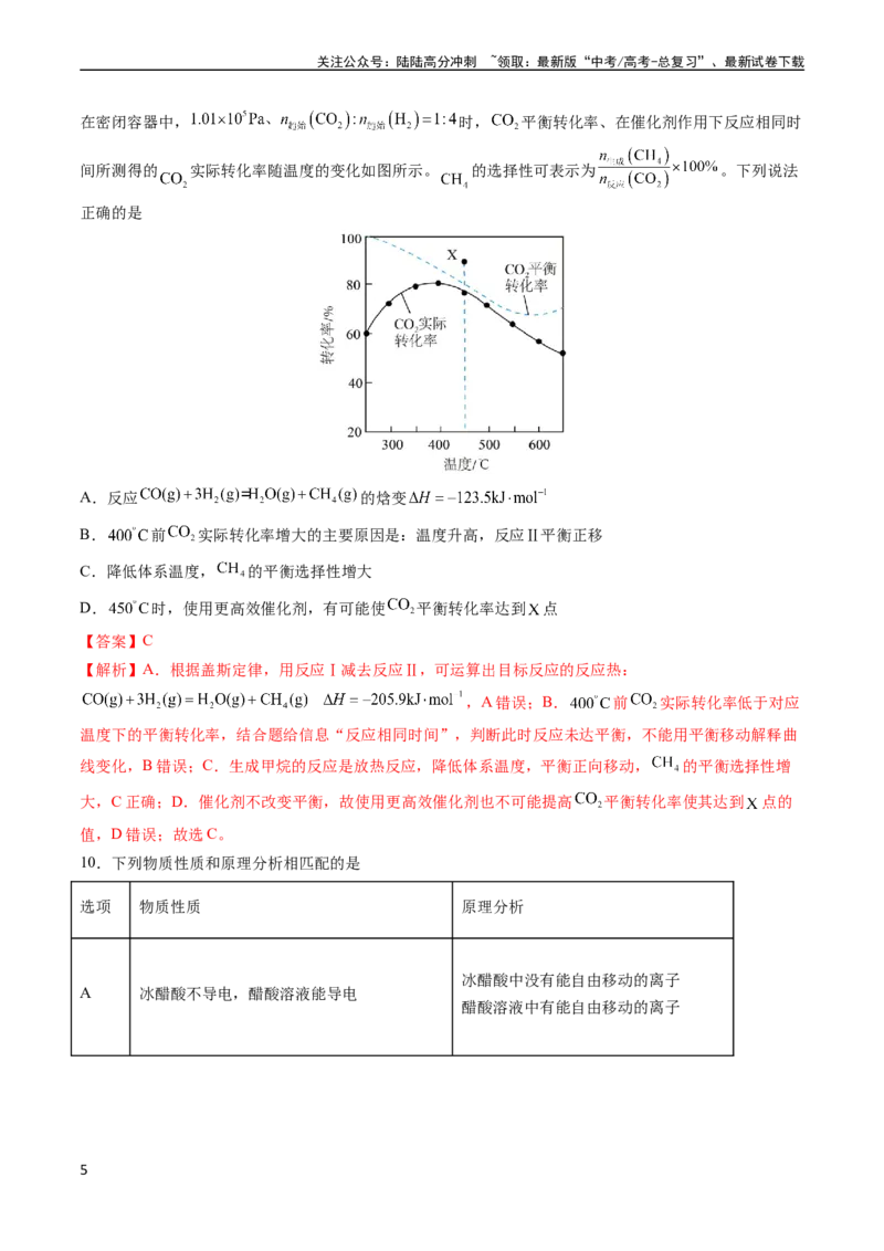 《收官测试押题卷2（14+4）（解析版）（新高考专用）_05-化学-高考总复习_专项复习_2024年_2024年高考化学抢分秘籍（新高考专用）_第三部分收官测试押题卷》第5页预览