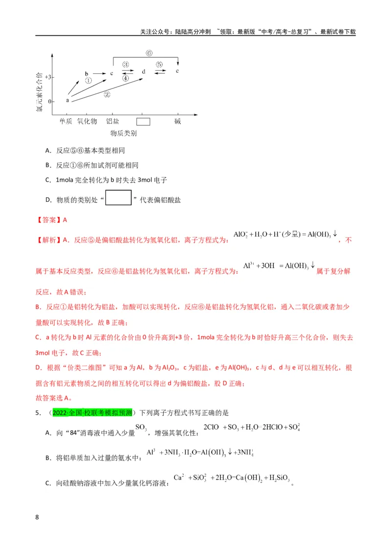 《升级版微专题12数形结合思想突破“铝三角”图象与计算（解析版）(全国版)_05-化学-高考总复习_一轮复习_2024年_2024高考化学一轮复习考点微专题考情分析经典真题_资料》第8页预览