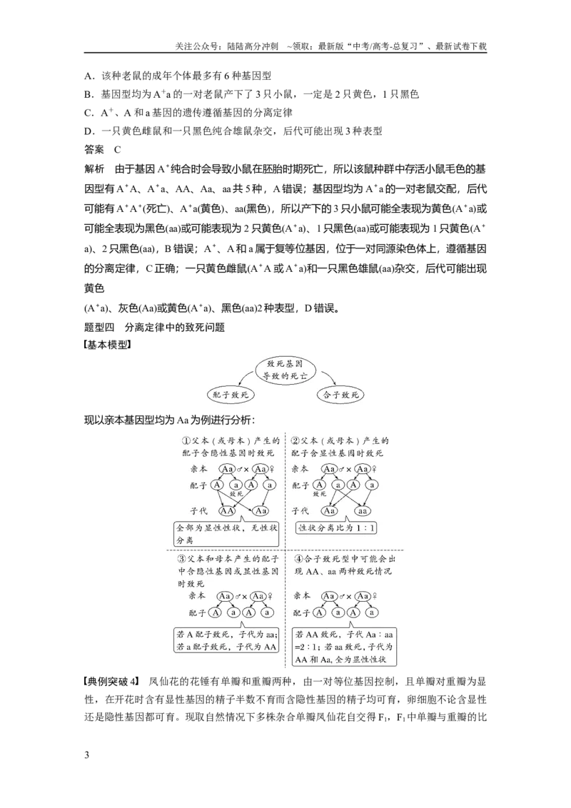 《2024年高考生物一轮复习（新人教版）第5单元　第3课时　基因分离定律拓展题型突破_06-生物-高考总复习_一轮复习_2024年_2024高考生物大一轮复习课件讲义新人教版知识总结_教师版》第3页预览