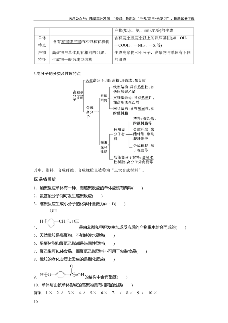 《大单元五　第十四章　第66讲　生物大分子　合成高分子_05-化学-高考总复习_一轮复习_2025年_2025年大一轮复习讲义人教版化学_资料_1-资料_大一轮复习讲义教师专用》第10页预览