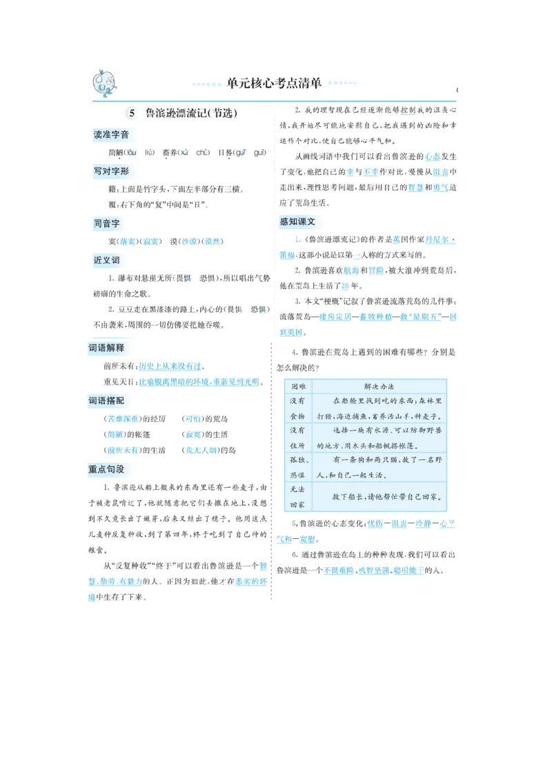 《第二单元核心考点清单_小学1-6年级全科全套_1-6年级全科下册_六年级_语文_语文六下知识点》第1页预览