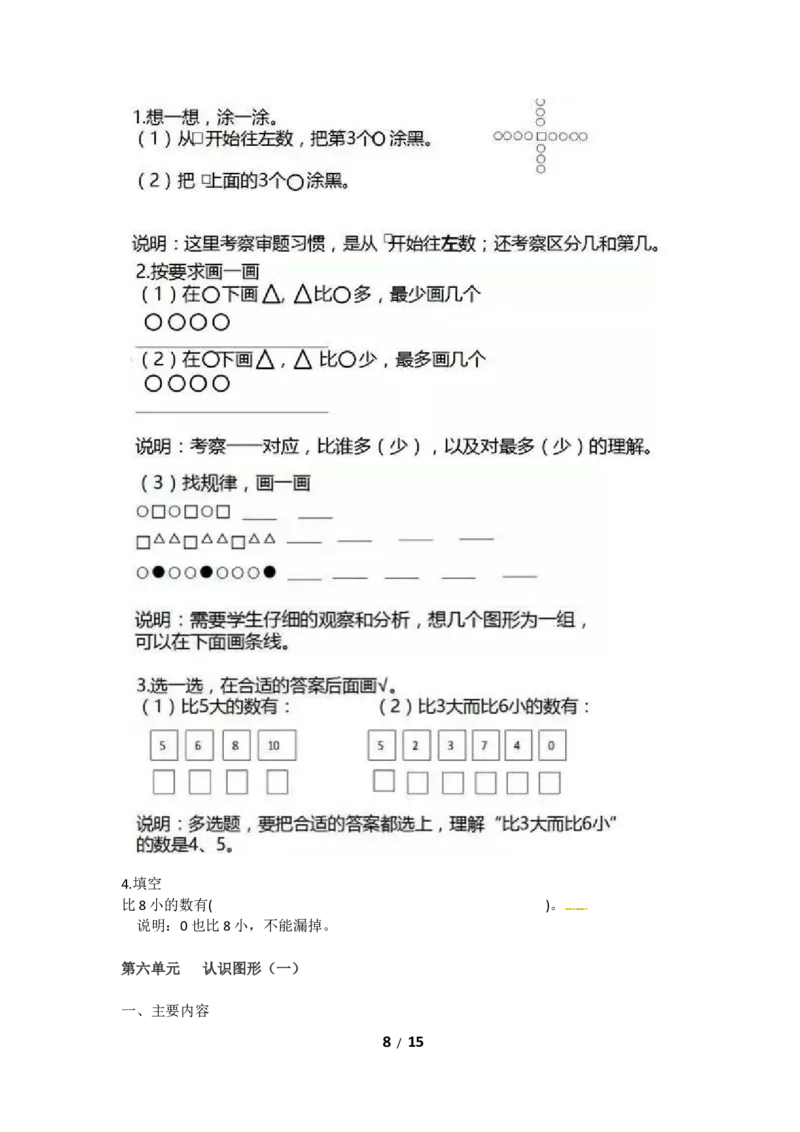 《一年级上册数学知识点汇总苏教版(1)_小学1-6年级全科全套_1-6年级全科上册_一年级_数学_A一年级数学（苏教版）_苏教数学一上知识总结》第8页预览