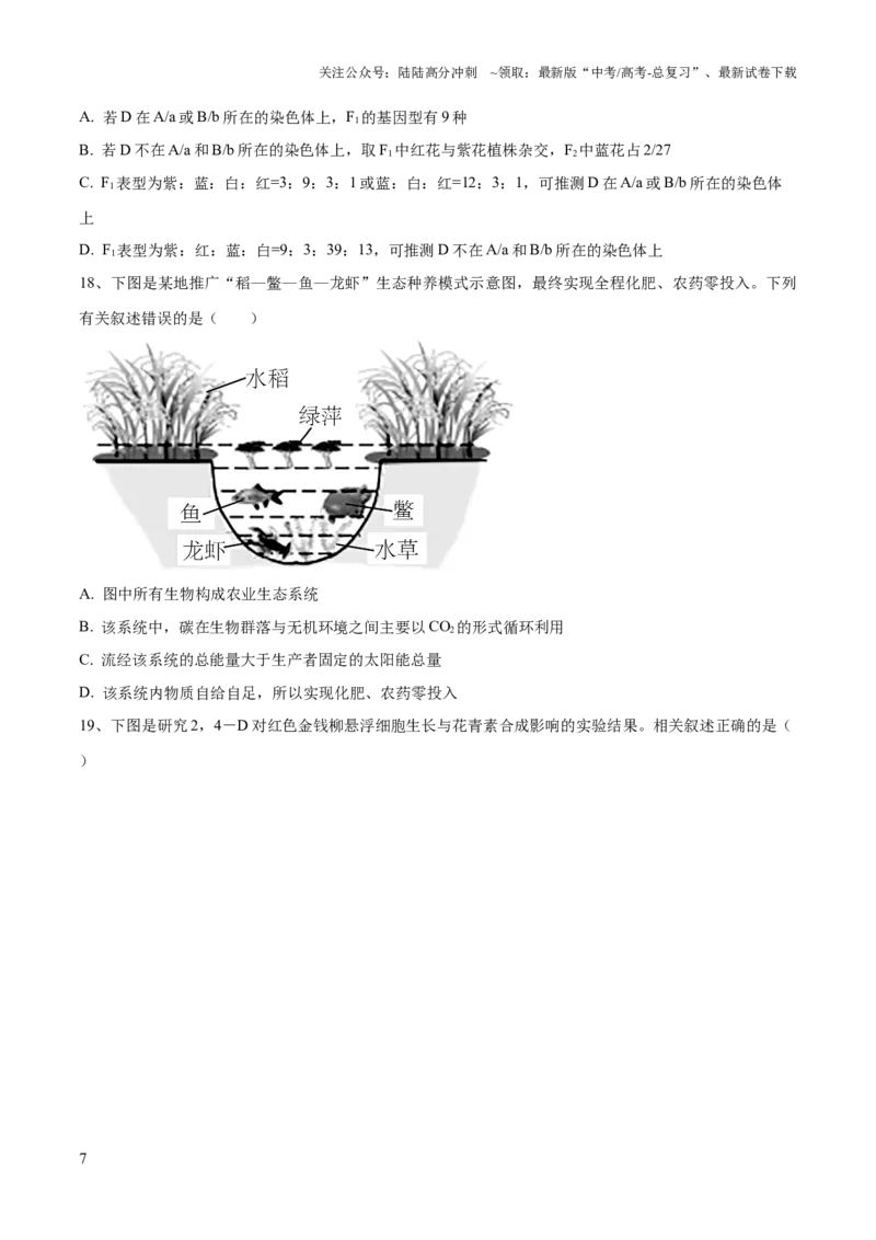 《2023年高考押题预测卷03（江苏卷）-生物（考试版）_06-生物-高考总复习_专项复习_2024年_2023年高考押题预测卷01生物》第7页预览
