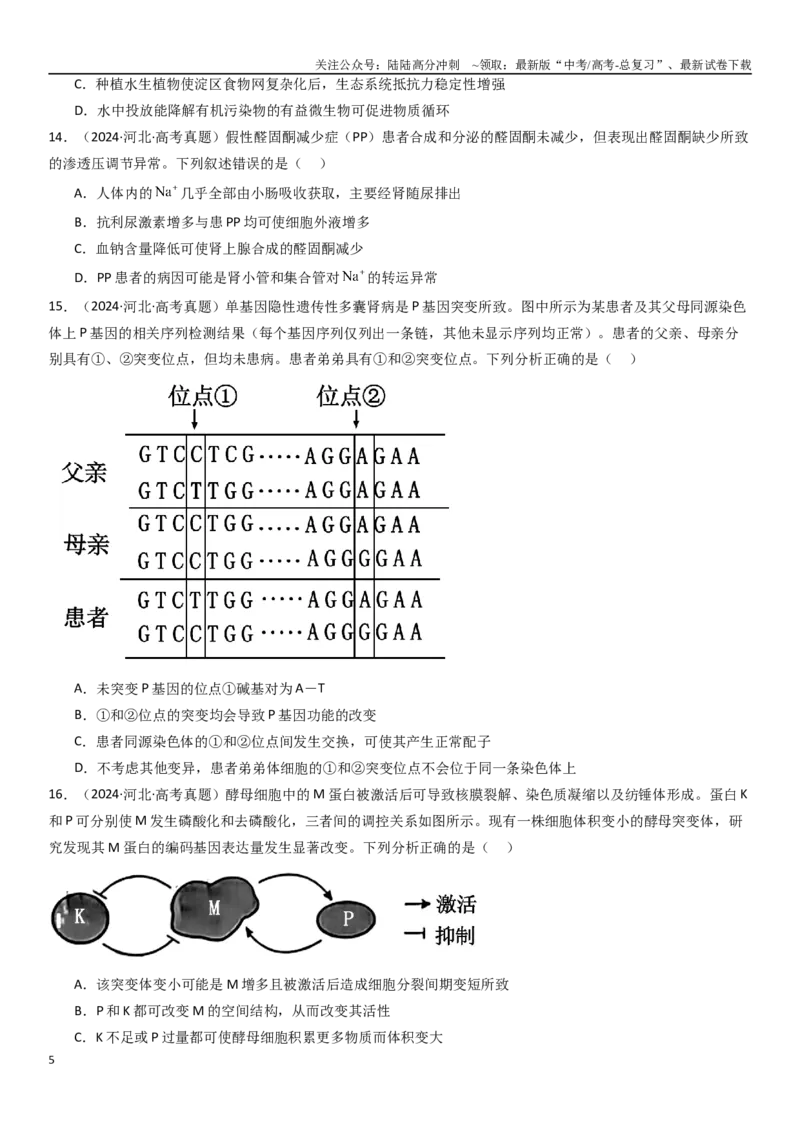《专练10不定项选择题（30题）（学生版）_06-生物-高考总复习_专项复习_2024年_2024年新高考生物总复习高频考点必刷800题_2025版》第5页预览