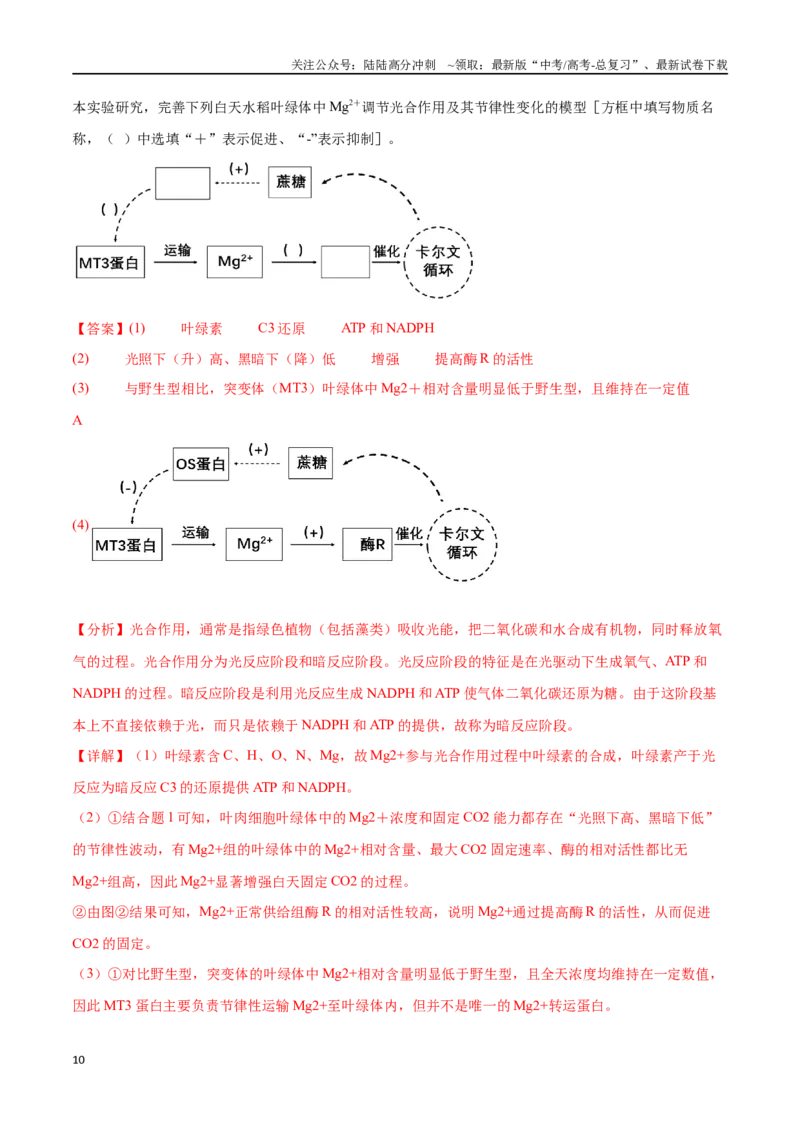 《专题01细胞代谢（解析版）_06-生物-高考总复习_专项复习_2024年_2024年高考生物重难压轴题型考前终极押题_资料》第10页预览