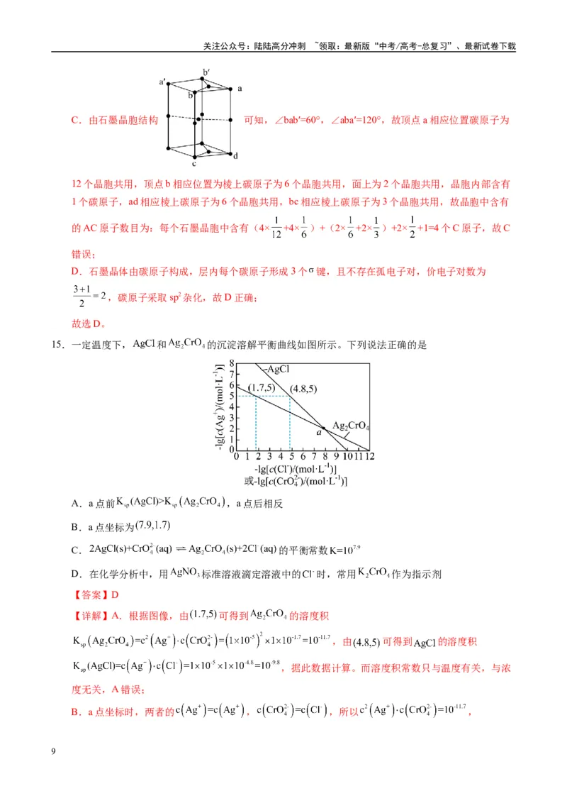 《模拟卷07（新疆、西藏专用，15+4）（解析版）_05-化学-高考总复习_专项复习_2025年_2025年高考化学模拟卷（新疆、西藏专用）8套》第9页预览