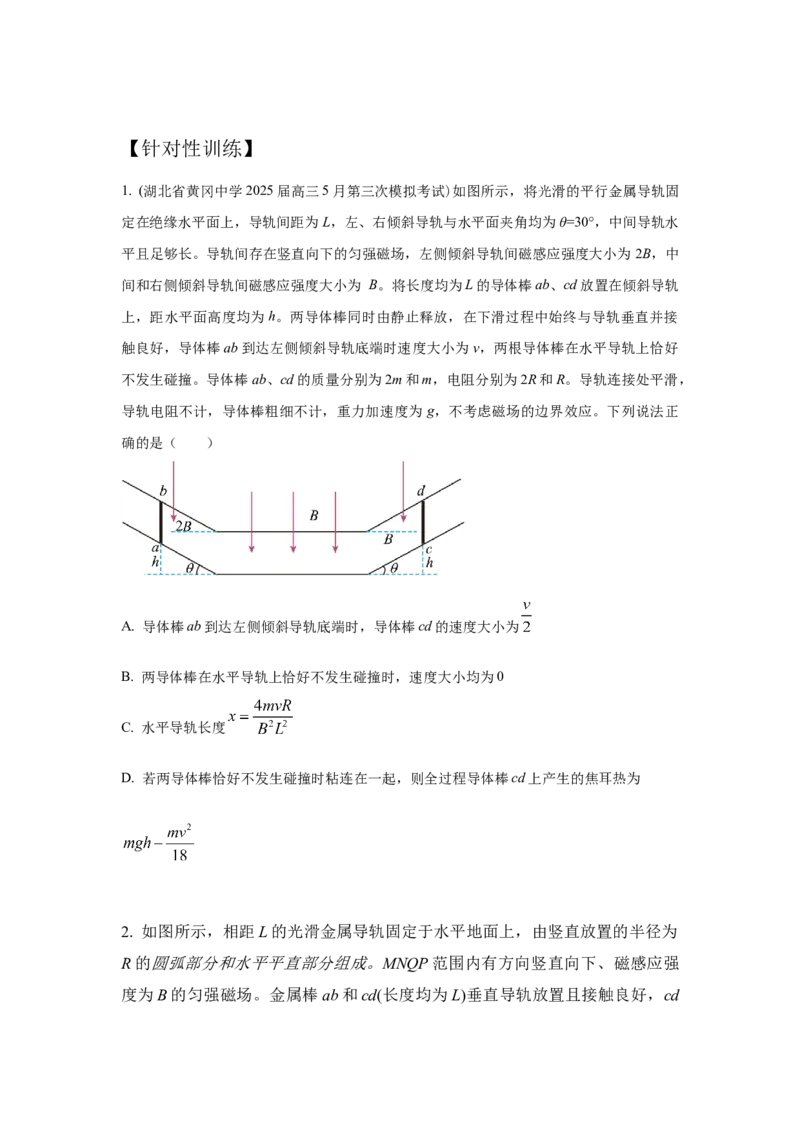 《11.双杆切割磁感线模型（学生版）高考电学压轴题模型解读与针对性训练_04-物理-高考总复习_一轮复习_2026年-物理高考一轮复习_22026届高考物理一轮复习模型解读与针对性训练_资料》第4页预览
