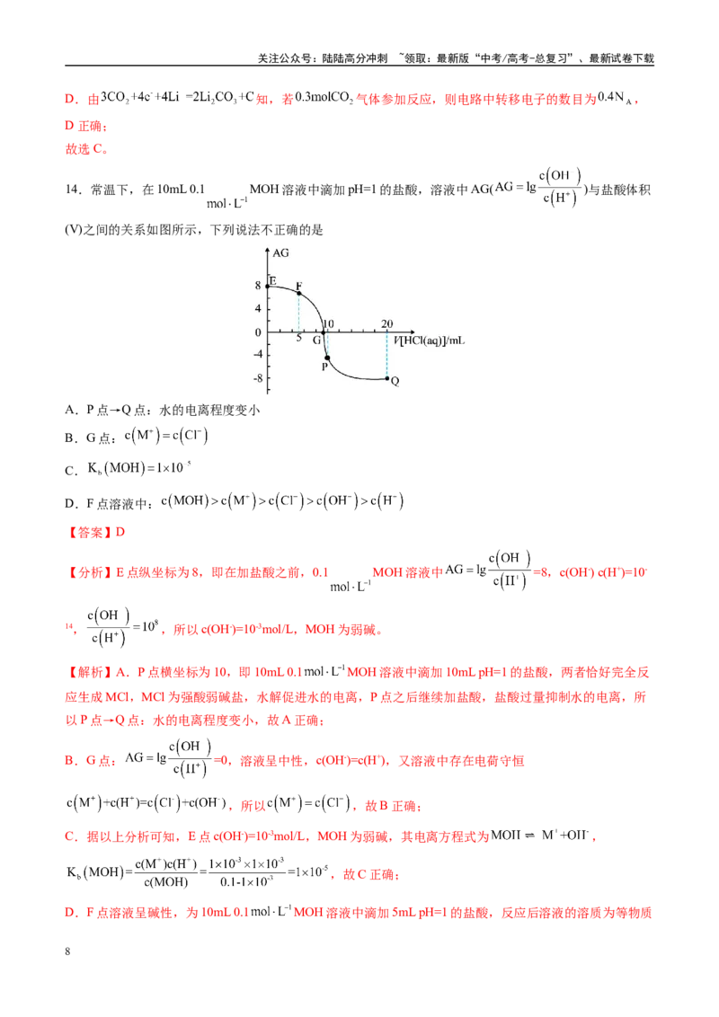 《模拟卷02（新高考通用，14+4）（解析版）_05-化学-高考总复习_专项复习_2025年_2025年高考化学模拟卷（新高考通用）8套》第8页预览