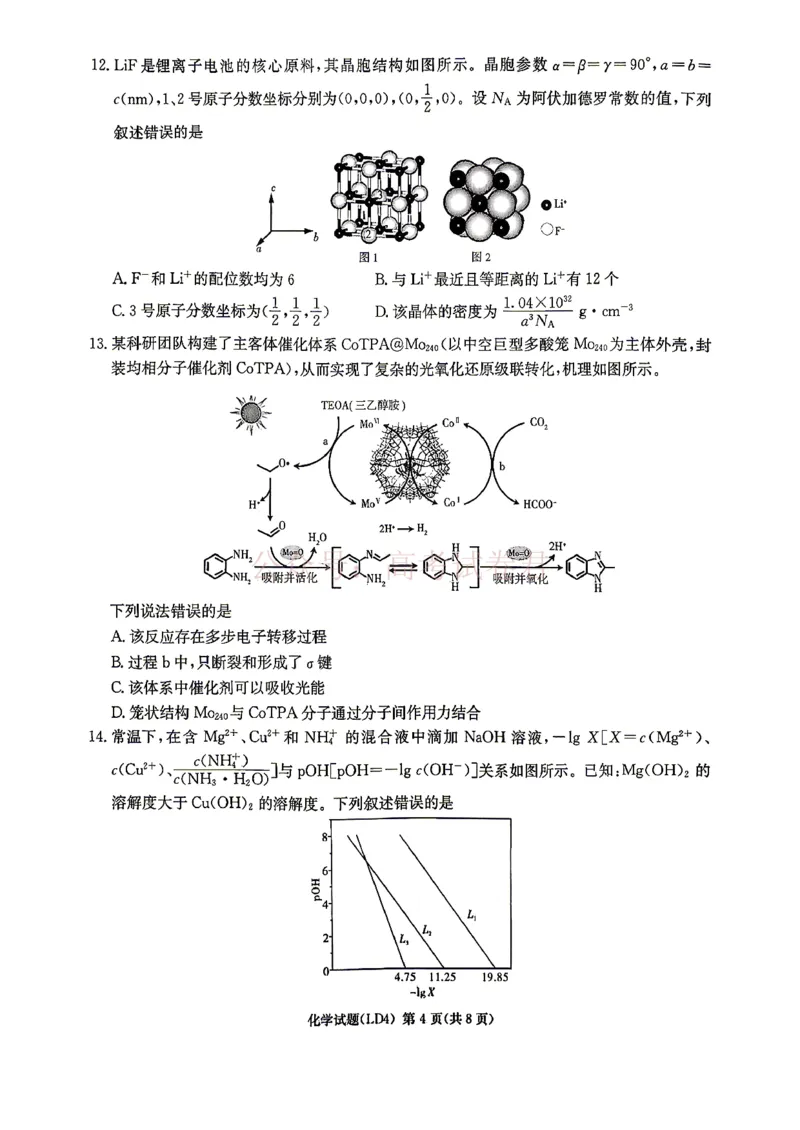《衡阳市2026届高三下学期第二次联考化学_副本_副本_副本_12.2026年4月全国各地高考模拟卷_2026年4月_湖南衡阳二联2026年湖南省衡阳市高三下学期第二次联考全科》第4页预览